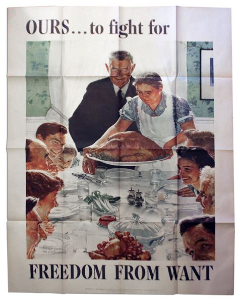 Lot Detail - Norman Rockwell's 1943 World War II ''Four Freedoms'' Poster -- ''Freedom From Want ...