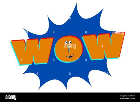 WOW expression with a happy cartoon face Stock Photo - Alamy