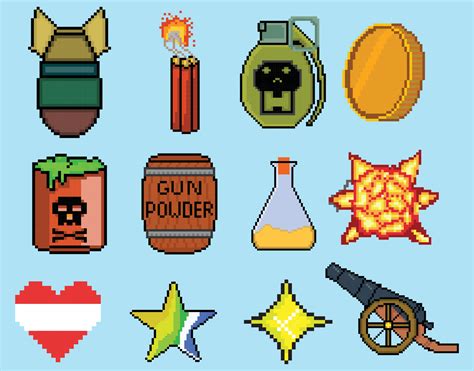 8 bit Pixel art game icon set. ui elements pixel set. game world and ...