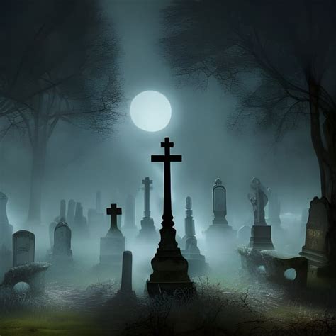 Gothic Haunted Cemetery at Night : r/nightcafe