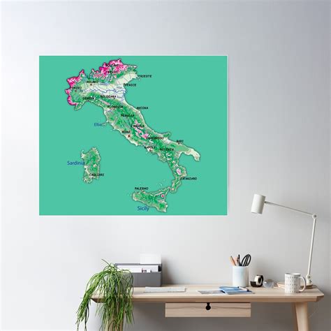 "map of ITALY with relief topographic map of ITALY with Capital and Major cities Lakes and ...
