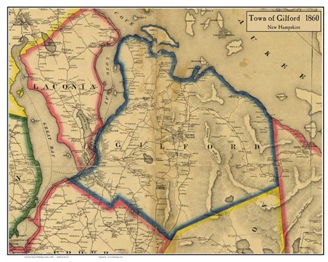 Gilford, New Hampshire 1860 Old Town Map Custom Print - Belknap Co. - OLD MAPS