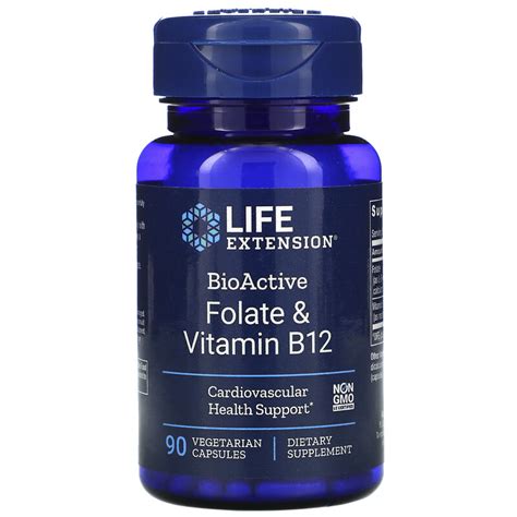 Life Extension, BioActive, Folate & Vitamin B12, 90 Vegetarian Capsules - iHerb