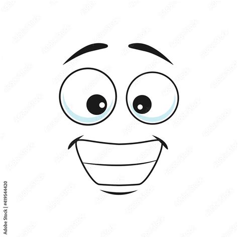 Smiling emoji with big toothy smile isolated icon. Vector grinning smiley showing teeth, happy ...