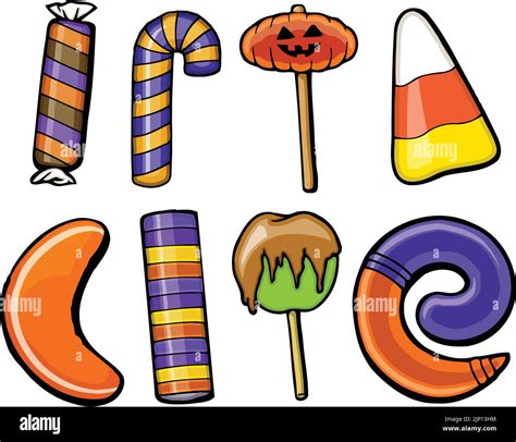 set of cartoon halloween candy treats Stock Vector Image & Art - Alamy