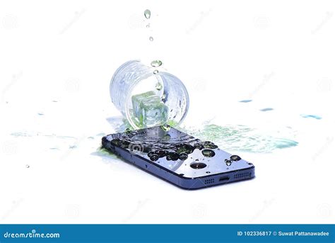 Water in Glass Spilled Smart Phone Stock Image - Image of background ...