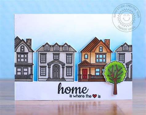 Sunny Studio: Happy Home Neighborhood Scene Card with Marion