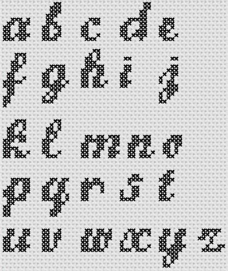 Cross Stitch Alphabet: Small Letter Script Font - Cross Stitch 4 Free