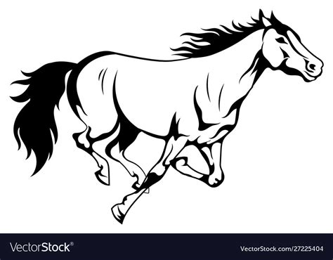 Running horse black and white Royalty Free Vector Image