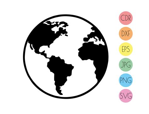 World Map Svg Earth Svg File Vector Continents Svg Global Etsy New ...