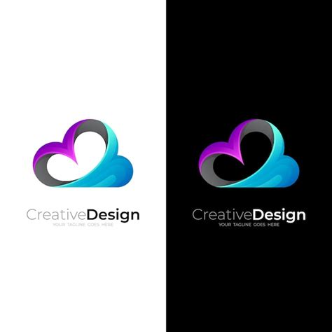 Premium Vector | Simple cloud logo design template, 3d colorful icon