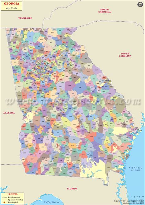 Printable Georgia Zip Code Map