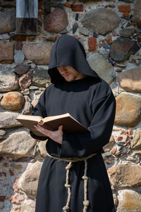 Hooded monk robe, Medieval robe, Cultist costume, Priest habit, Ritual clothing, Grim Reaper ...