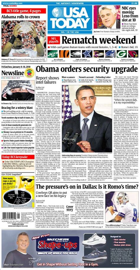 Periódico USA Today (USA). Periódicos de USA. Edición de viernes, 8 de ...