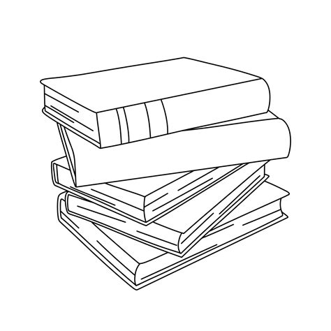 Vector line books stack. Outline illustration isolated on white. Book stack icon 22980802 Vector ...