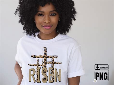 Risen Easter PNG, Christian PNG, Cross, Leopard Print, Digital Graphic ...
