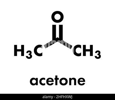Acetone solvent molecule. Organic solvent used in nail polish remover. Skeletal formula Stock ...