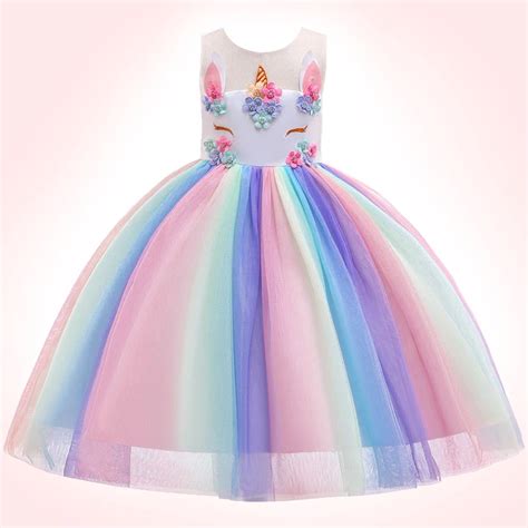 Unicorn Rainbow Embroidery Princess Dress | Unilovers