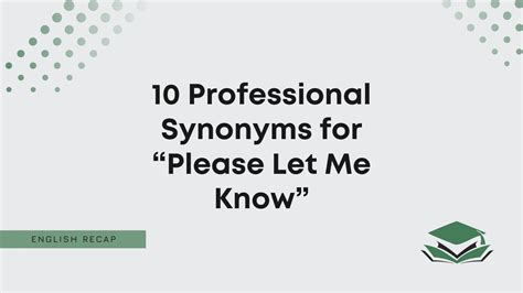 10 Professional Synonyms for “Please Let Me Know” - English Recap