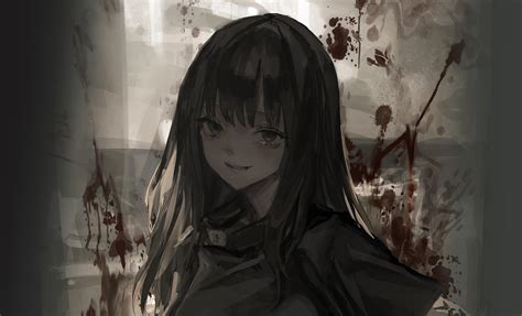 Black Hair Gray Black Eyes Smirk Dark Hair Portrait Anime Girls LM7 Op ...