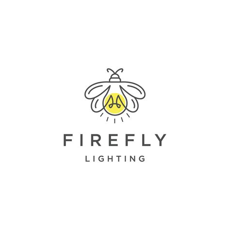 Firefly bulb line design with lighting logo template flat vector ...