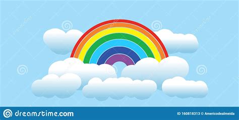 Fondo Con Cielo Azul Y Arcoiris Envueltos En Nubes Imagen de archivo - Ilustración de ...