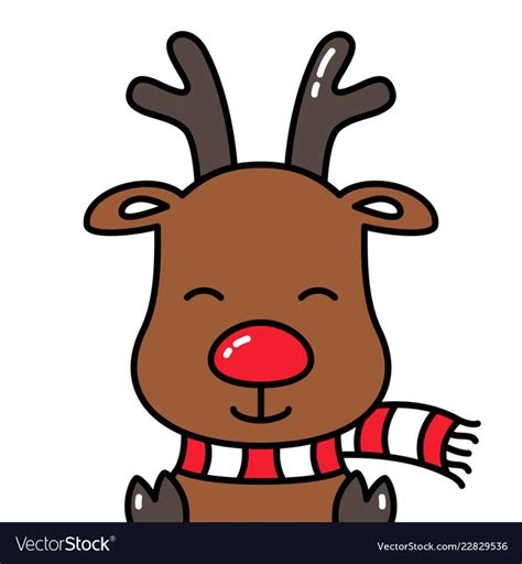 Cute smiling reindeer rudolph avatar head isolated vector image on VectorStock | Christmas cards ...