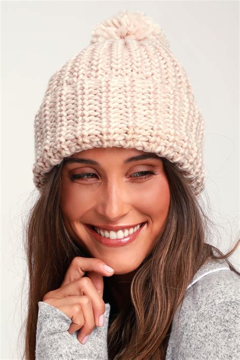 Cute Blush Beanie - Knit Beanie - Pom Pom Beanie - Lulus