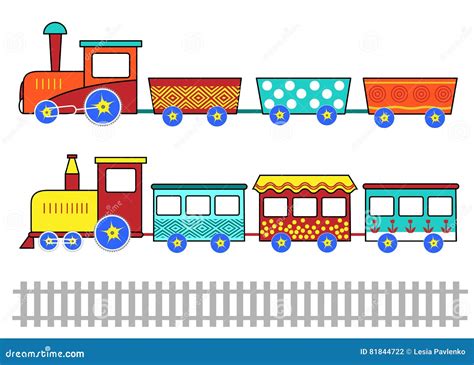 Set of Kids Cartoon Trains. Stock Vector - Illustration of bright, background: 81844722