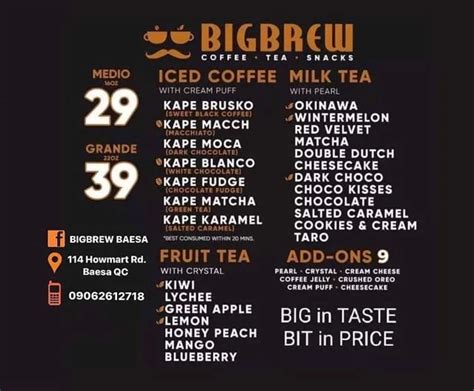 Big Brew Menu & Updated Prices in Philippines 2023