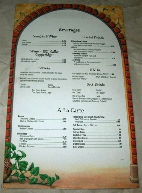 Chi-Chi's Menu 1991 : r/nostalgia