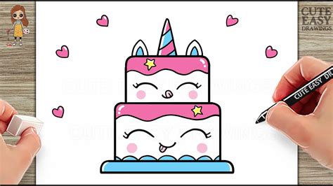 How to Draw a Cute Unicorn Cake - Easy Draw and Color Step by Step ...