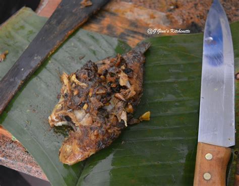 G'Gina's Kitchenette: Pearl Spot Fish Pan fried in a Banana leaf ...