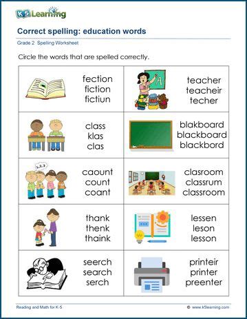 Second Grade Spelling Worksheets | K5 Learning in 2024 | Spelling worksheets, 2nd grade spelling ...