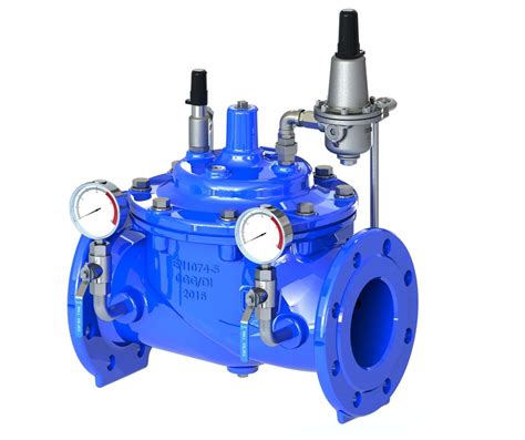 Blue Diaphragm Water Pressure Reducing Valve With Stainless Steel 304 Pilot