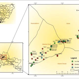 Map of the study area showing the sample sites in Abeokuta, Ogun state,... | Download Scientific ...