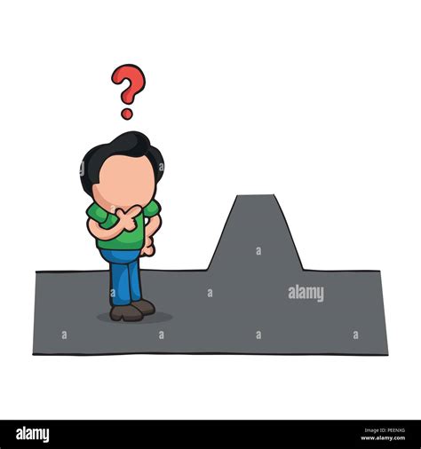 Vector hand-drawn cartoon illustration of confused man on road separation Stock Vector Image ...