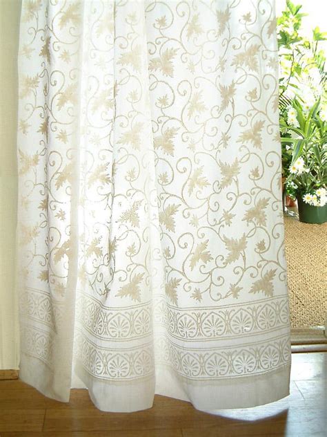 White curtain panel, Floral, Country cottage | Saffron Marigold