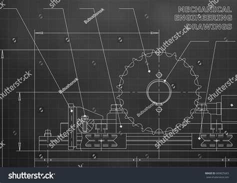 Mechanical Engineering Drawings Vector Drawing Black Stock Vector ...