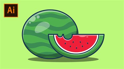 How To Draw a Watermelon Easily 🍉 | Flat Vector Art Tutorial | Adobe Illustrator CC - YouTube