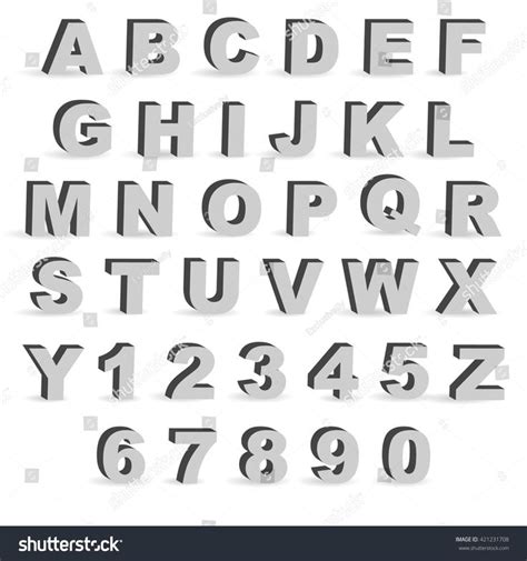 3d Letters Numbers Shadow Vector Alphabet Stock Vector (Royalty Free) 421231708 | Shutterstock ...