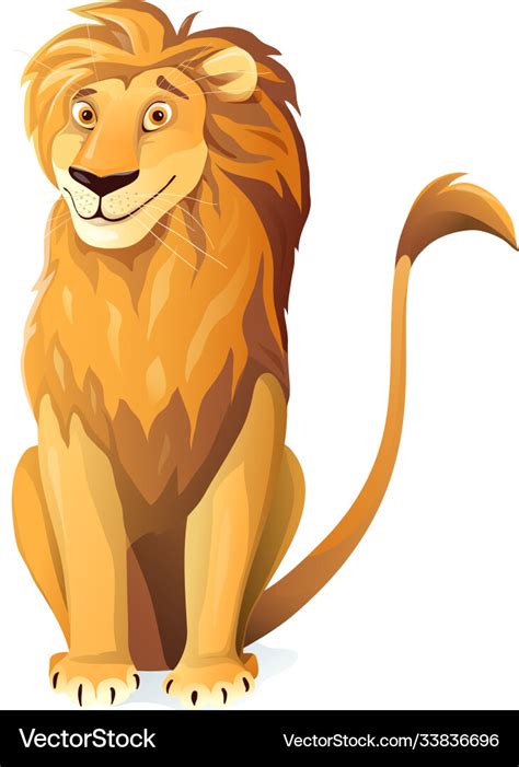 Cartoon lion sitting cute and friendly character Vector Image