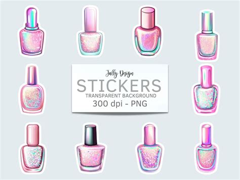 Pink Glitter Nail Polish Stickers Graphic by jallydesign · Creative Fabrica