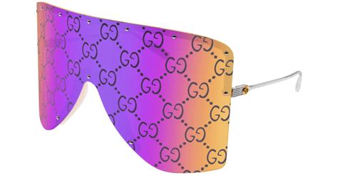 Gucci GG1244S Oversized Pink Mirrored Logo Shield Sunglasses | Lyst