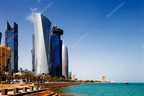 The Doha Corniche is a waterfront promenade in Doha, Qatar Stock Photo ...