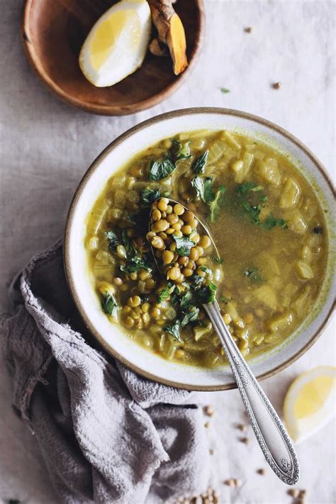 Vegan Green Lentil Soup with Garlic, Lemon and Ginger - Detox DIY