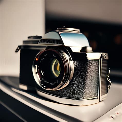 Premium AI Image | Antique camera captures shiny chrome SLR lens