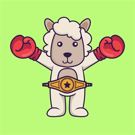 Cute sheep in boxer costume with champion belt. 3060917 Vector Art at Vecteezy