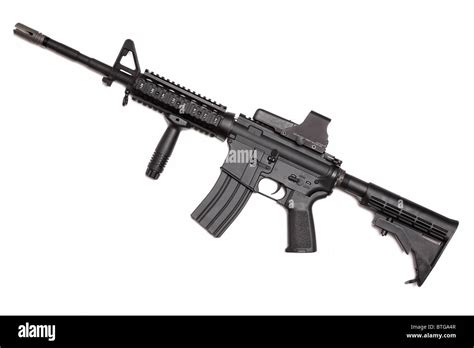 Weapon series. US Army M4A1 Carbine with tactical grip and holographic ...