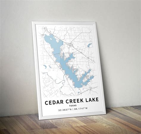 Printable Map of Cedar Creek Lake Texas United States | Etsy